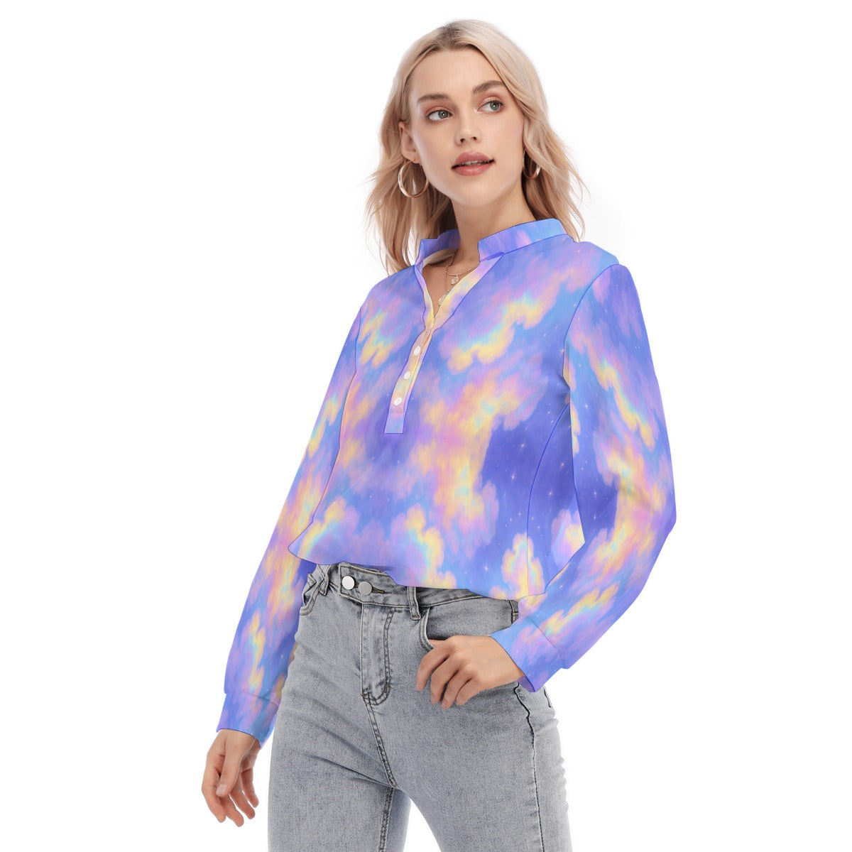 Women's Long Sleeve Blouse With Button Closure