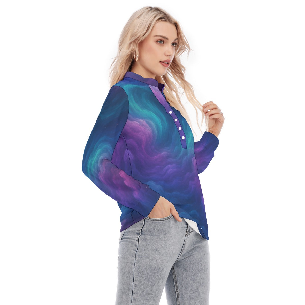 Women's Long Sleeve Blouse With Button Closure