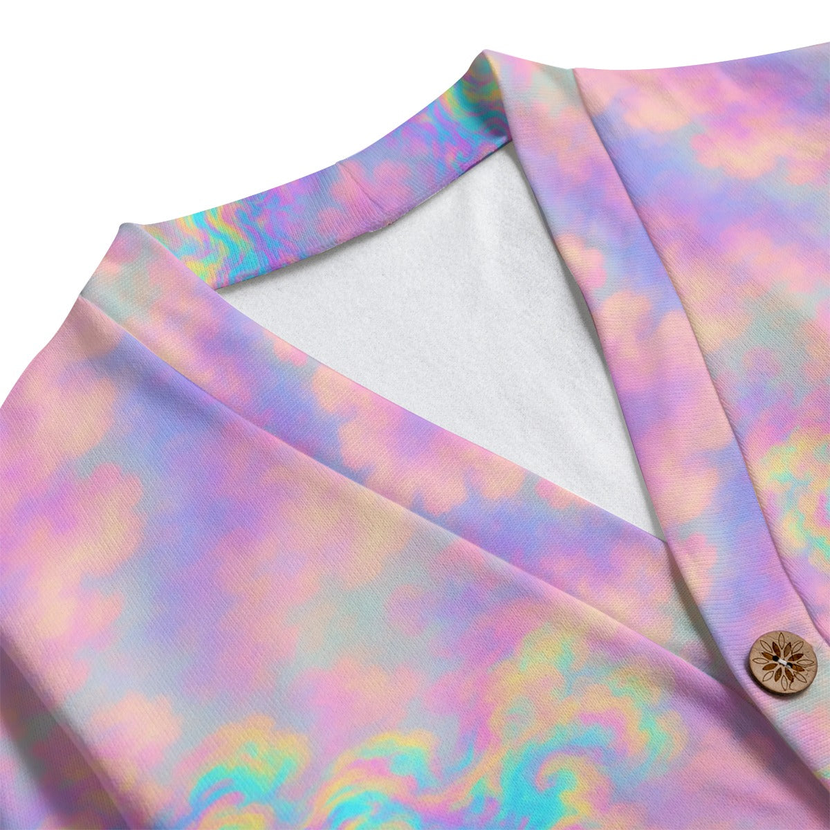 Unisex V-neck Knitted Fleece Cardigan With Button Closure