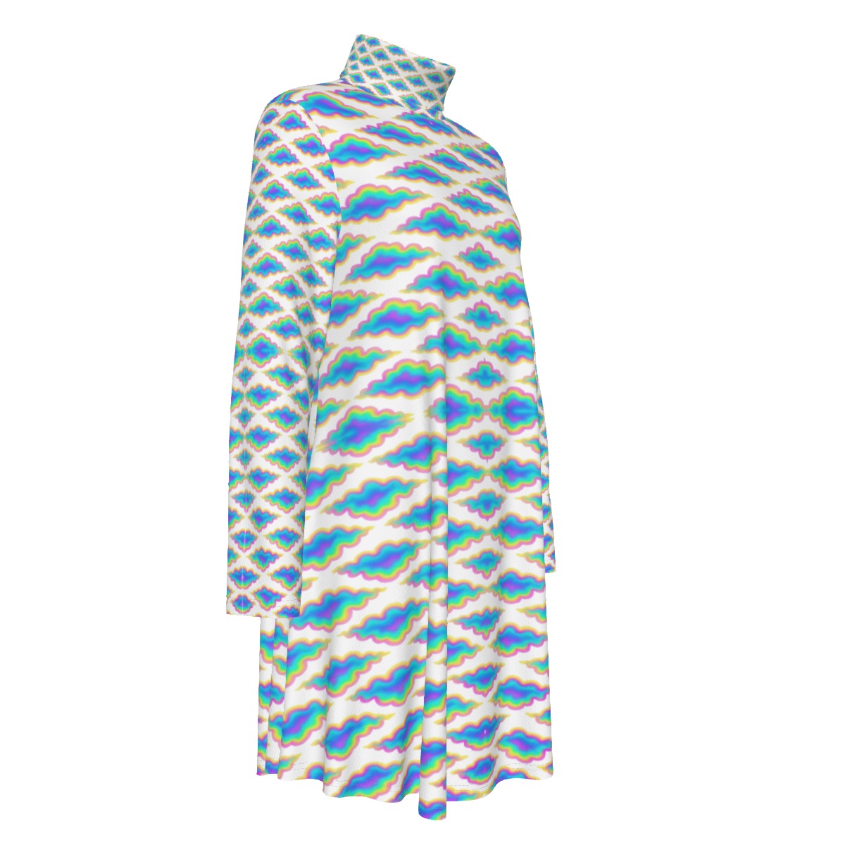 Women's High Neck Dress With Long Sleeve