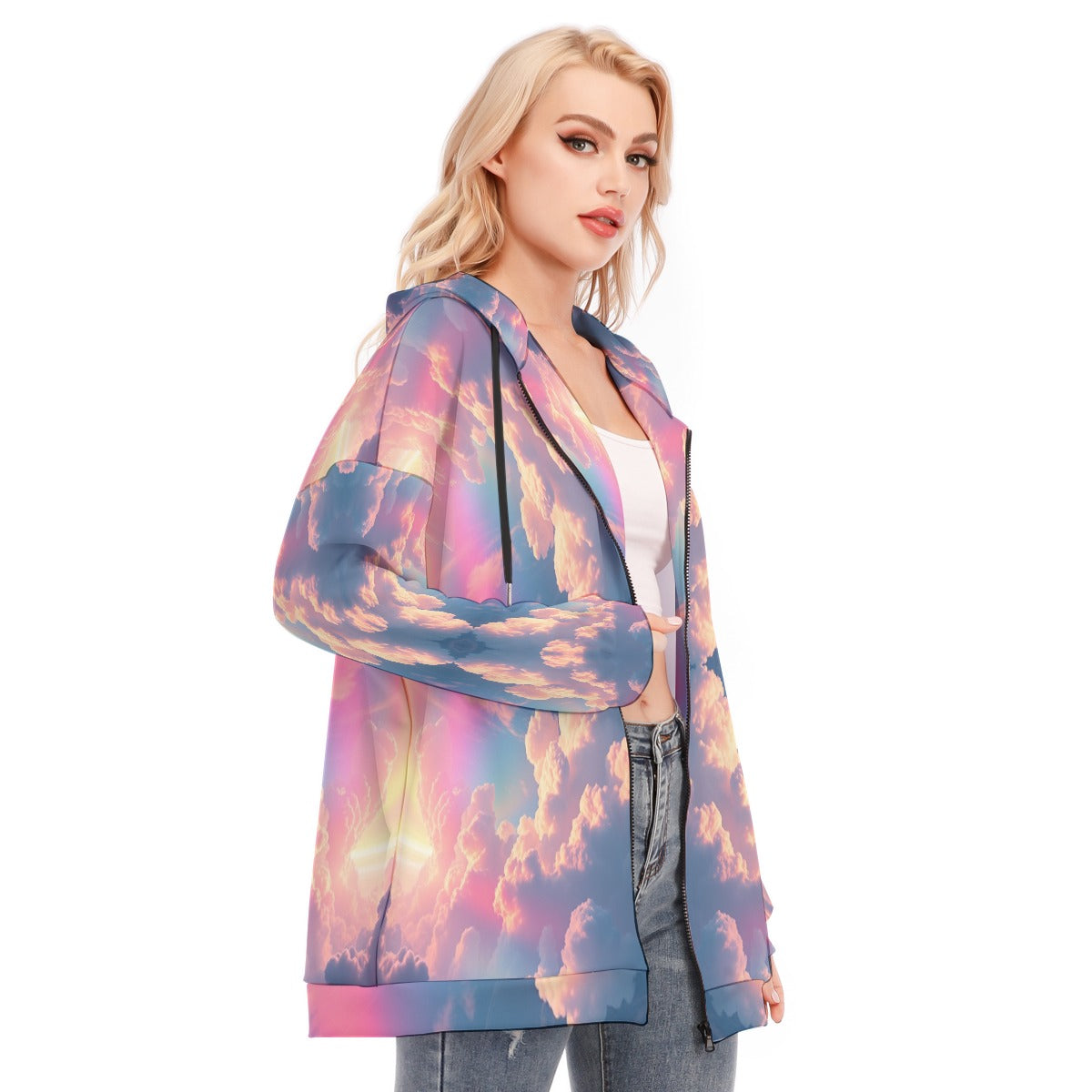 Women's Long Hoodie With Zipper Closure