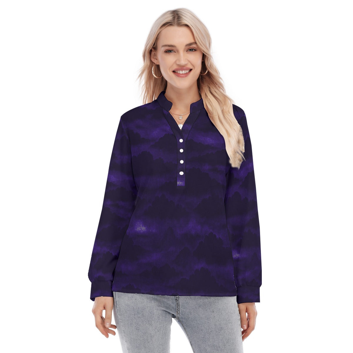 Women's Long Sleeve Blouse With Button Closure