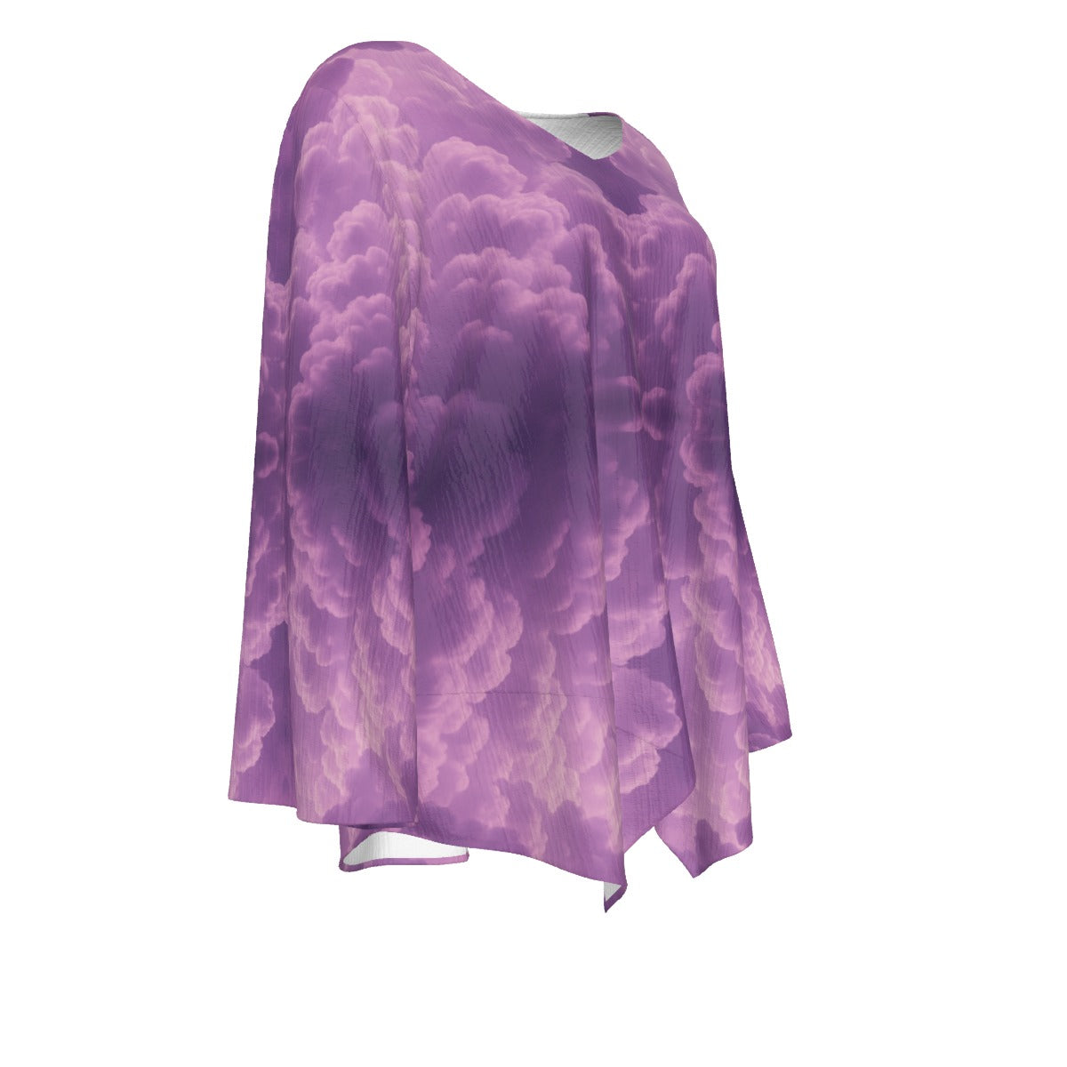 Women's V-neck T-shirt With Irregular Hem