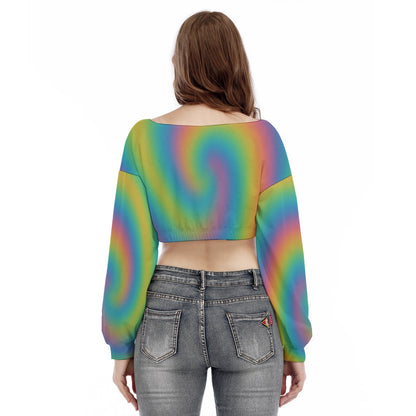 Women's V-neck Long Sleeve Cropped Sweatshirt