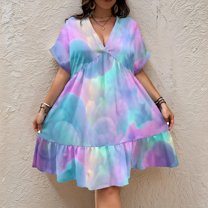 Women’s Floral V-Neck Short Sleeve Dress