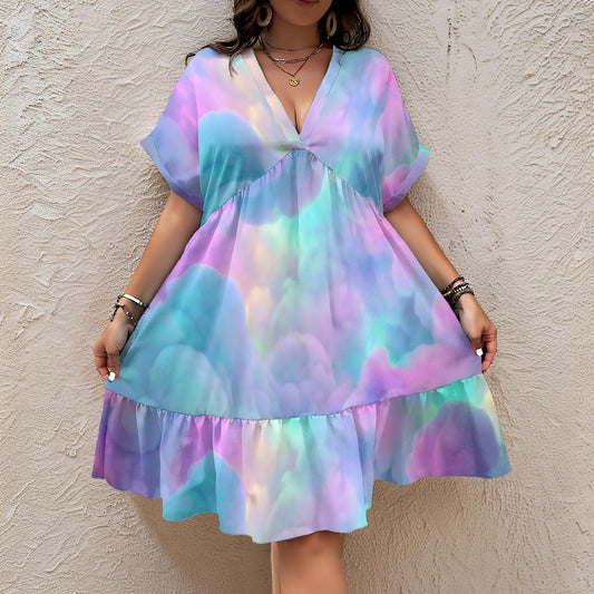 Women’s Floral V-Neck Short Sleeve Dress