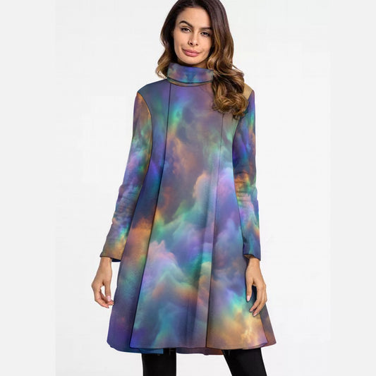 Women's High Neck Dress With Long Sleeve