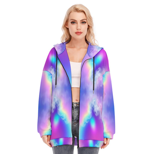 Women's Long Hoodie With Zipper Closure