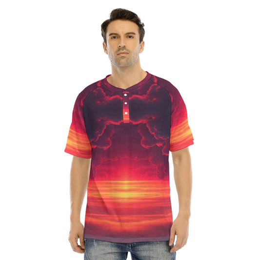 Men's Raglan Sleeve T-shirt With Button Closure