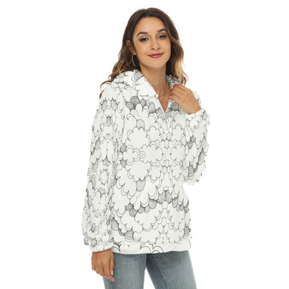 Women's Borg Fleece Hoodie With Half Zip