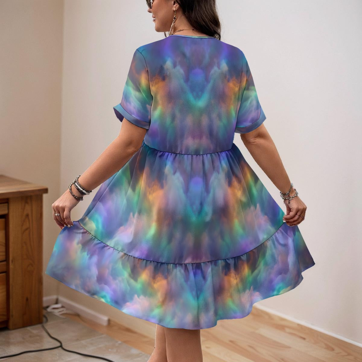 Women’s Floral V-Neck Short Sleeve Dress