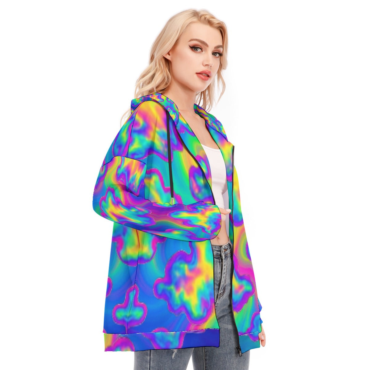 Women's Long Hoodie With Zipper Closure