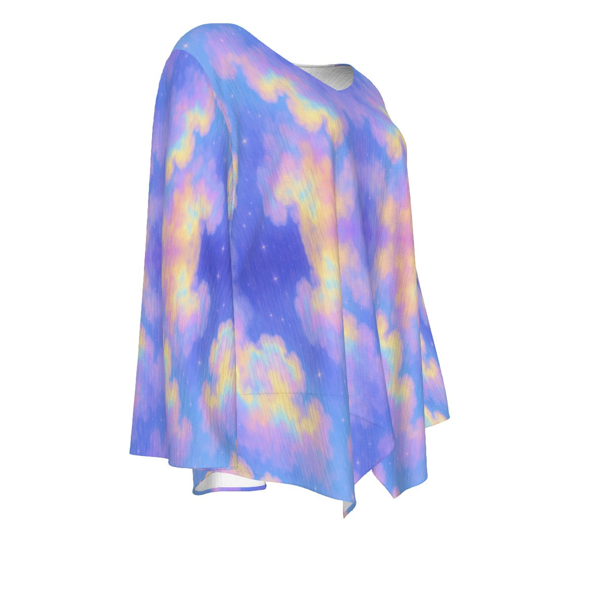 Women's V-neck T-shirt With Irregular Hem