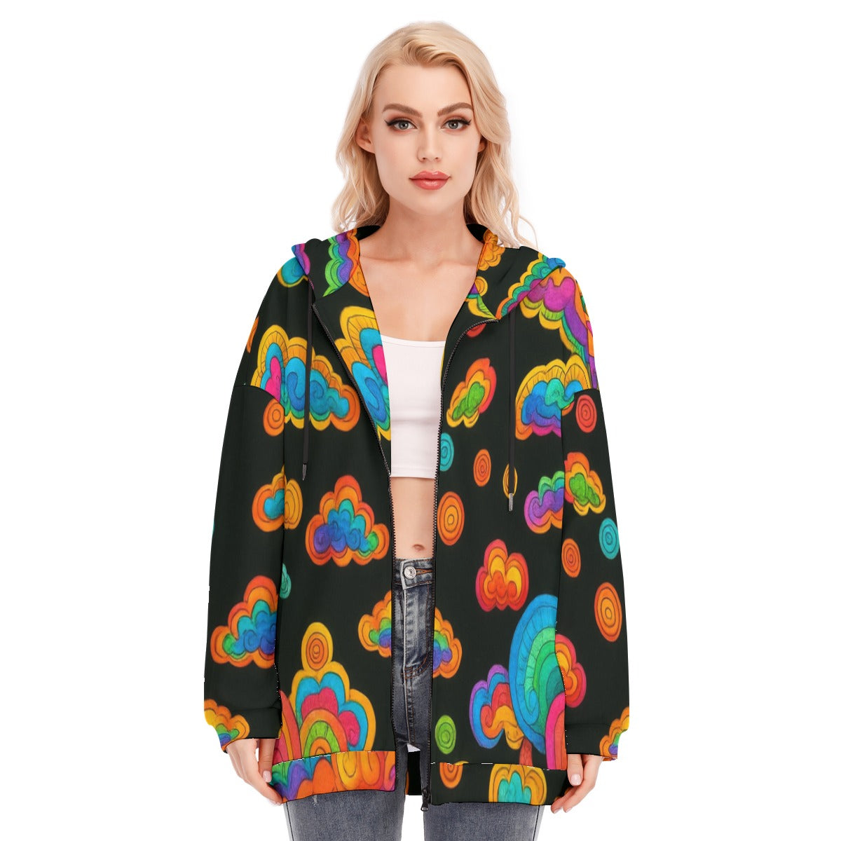 Women's Long Hoodie With Zipper Closure