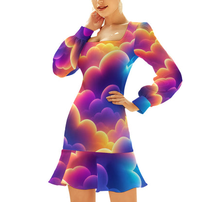 Women's Ruffle Hem Skinny Dress