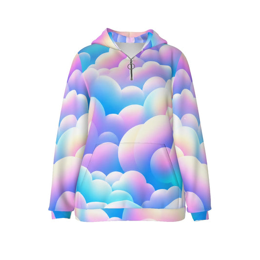 Women's Borg Fleece Hoodie With Half Zip