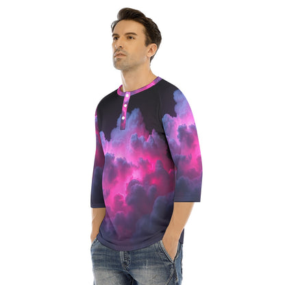Men's Bracelet Sleeve T-shirt With Button Closure - view 3