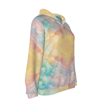 Women's Borg Fleece Hoodie With Half Zip