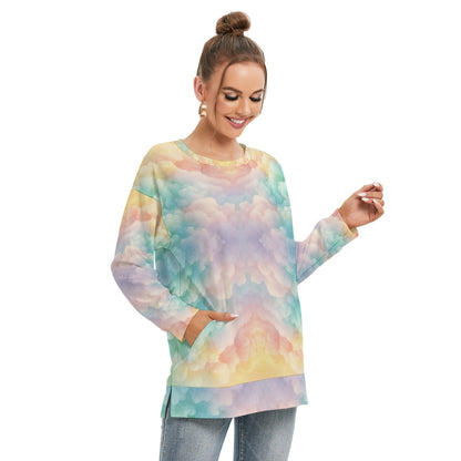 Women's Side Split O-neck Sweatshirt