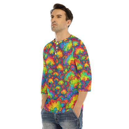 Men's Bracelet Sleeve T-shirt With Button Closure - view 3