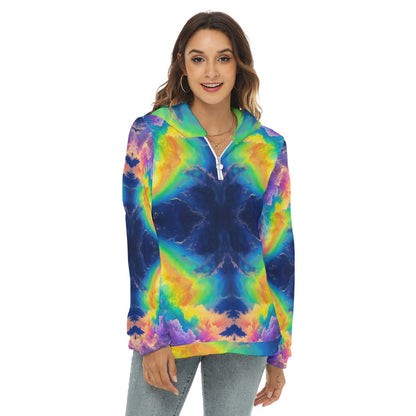Women's Borg Fleece Hoodie With Half Zip