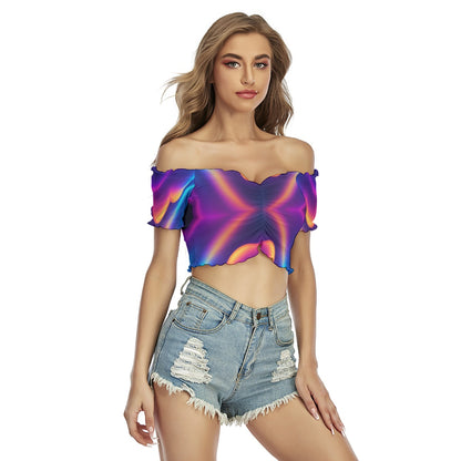Women's One-shoulder Off-the-navel Short Sleeve T-shirt