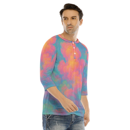 Men's Bracelet Sleeve T-shirt With Button Closure - view 2