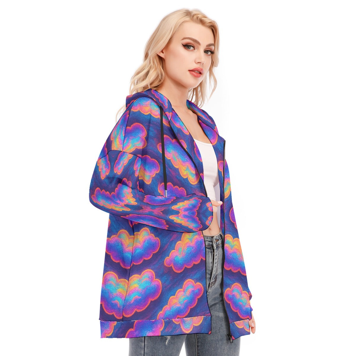 Women's Long Hoodie With Zipper Closure