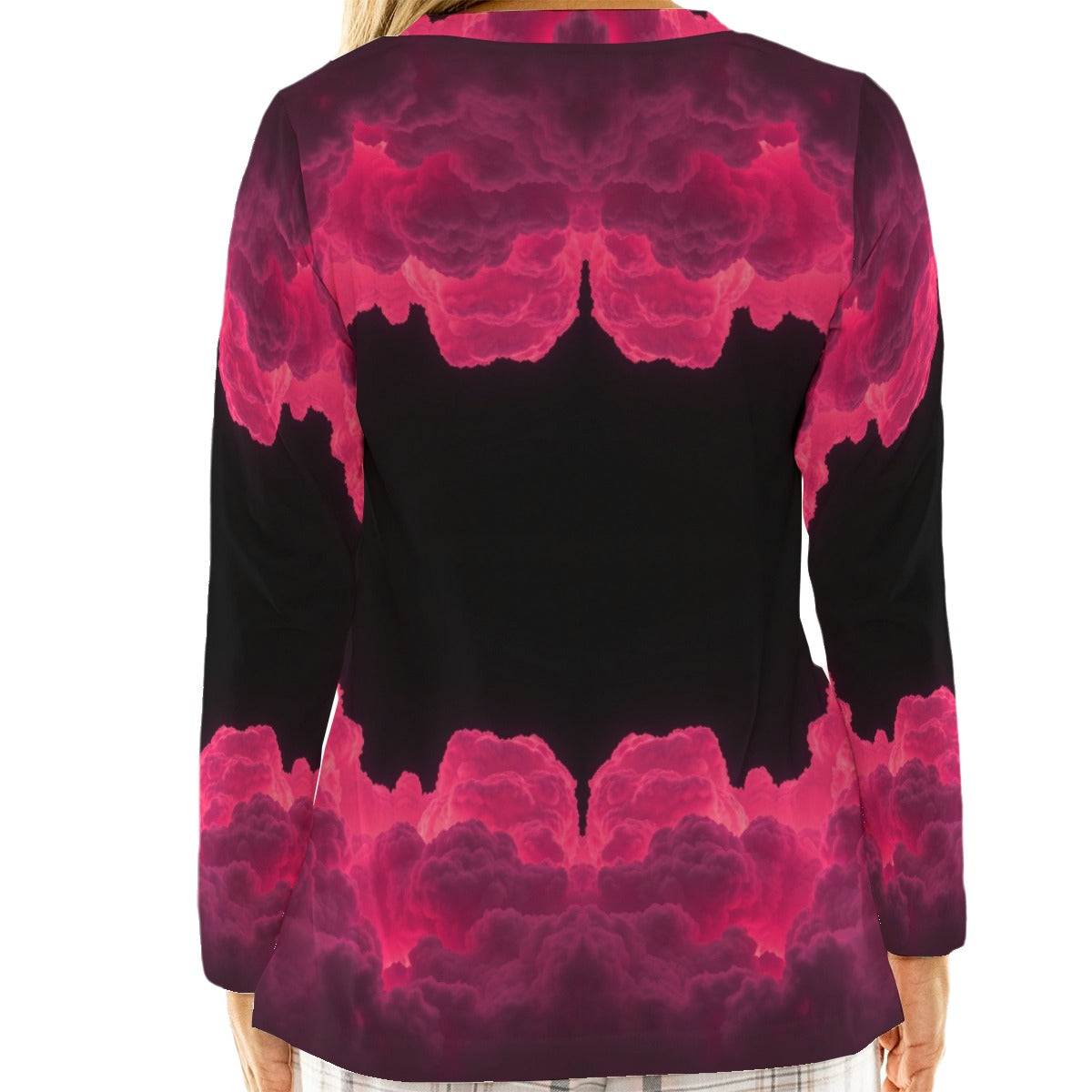 Women's Loose V-Neck T-Shirt With Long Sleeve