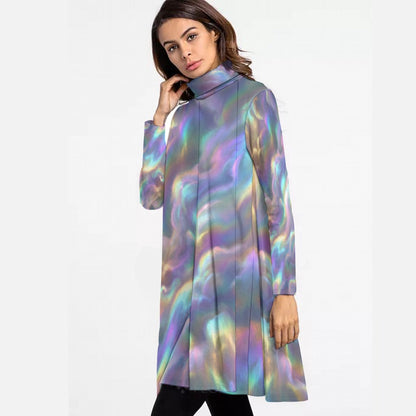 Women's High Neck Dress With Long Sleeve