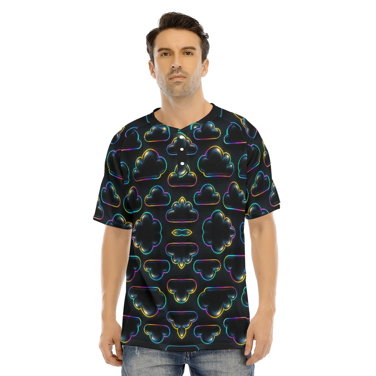 Men's Raglan Sleeve T-shirt With Button Closure