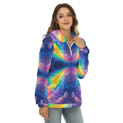 Women's Borg Fleece Hoodie With Half Zip