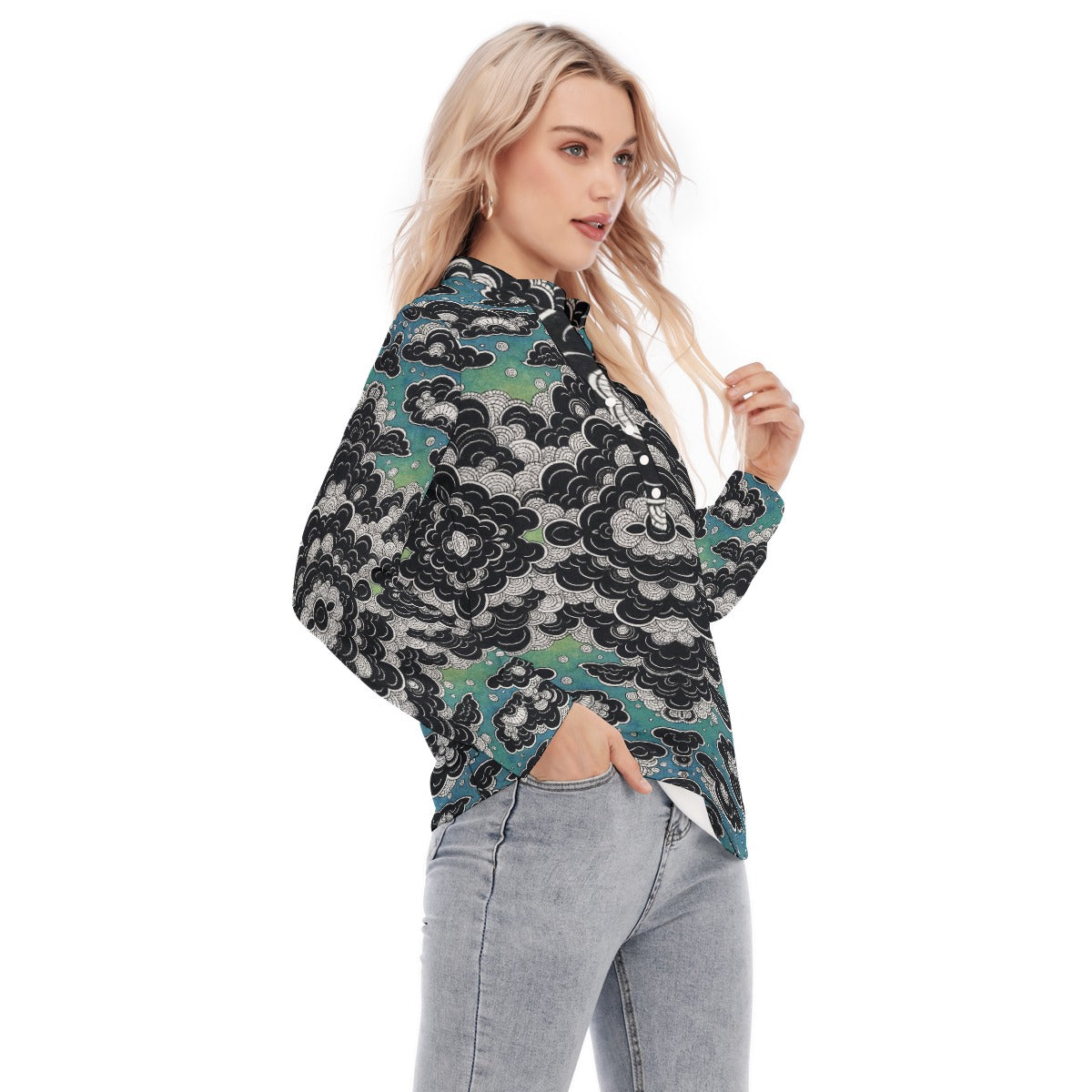 Women's Long Sleeve Blouse With Button Closure