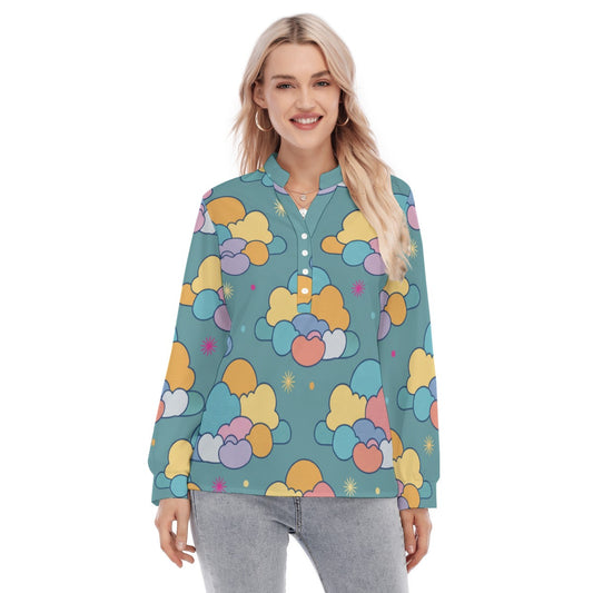Women's Long Sleeve Blouse With Button Closure
