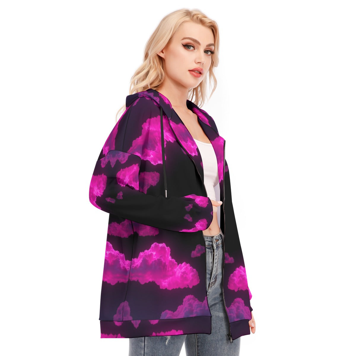 Women's Long Hoodie With Zipper Closure