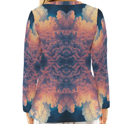 Women's Loose V-Neck T-Shirt With Long Sleeve