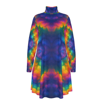 Women's High Neck Dress With Long Sleeve