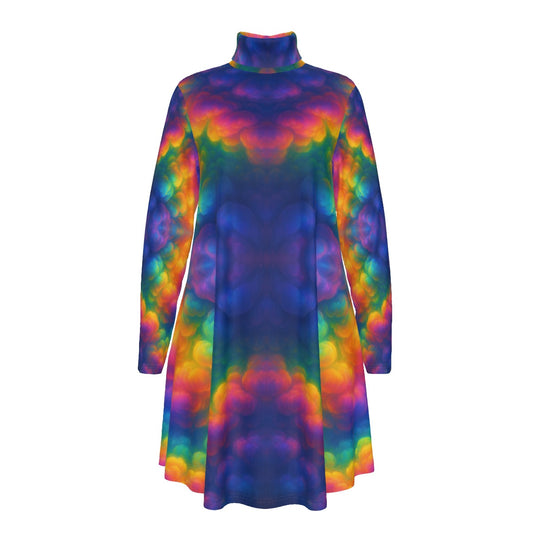 Women's High Neck Dress With Long Sleeve