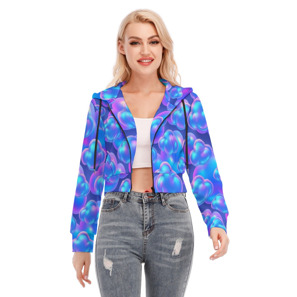 Women's Crop Top Hoodie With Zipper Closure