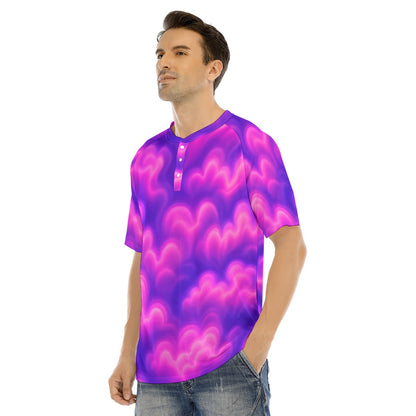 Men's Raglan Sleeve T-shirt With Button Closure