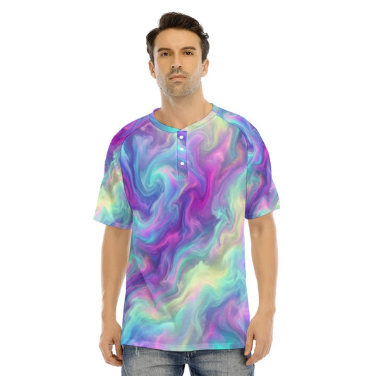 Men's Raglan Sleeve T-shirt With Button Closure