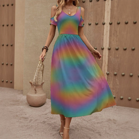 Women's V-neck Off-shoulder Dress