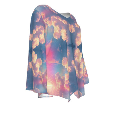 Women's V-neck T-shirt With Irregular Hem