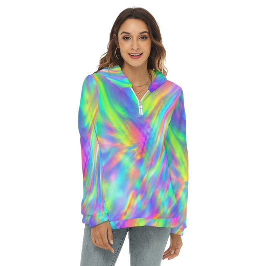 Women's Borg Fleece Hoodie With Half Zip