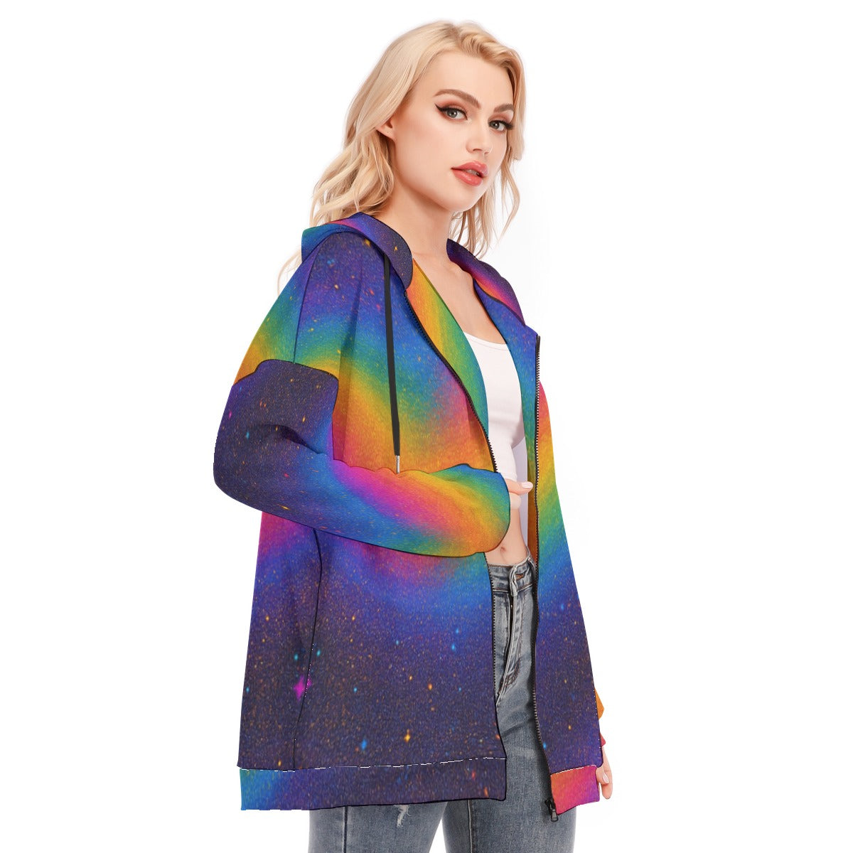 Women's Long Hoodie With Zipper Closure