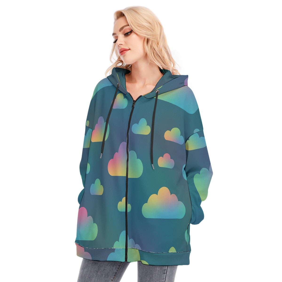 Women's Long Hoodie With Zipper Closure