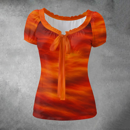 Women's Puff Sleeve Pleated Shirt