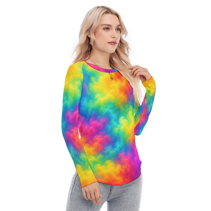 Women's Raglan Sleeves U-Shaped Hem Long Sleeves Blouse