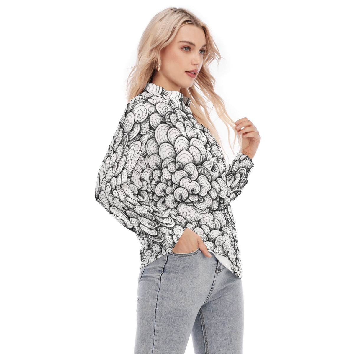 Women's Long Sleeve Blouse With Button Closure
