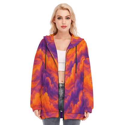 Women's Long Hoodie With Zipper Closure